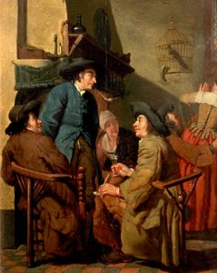 Intérieur, figures fumant